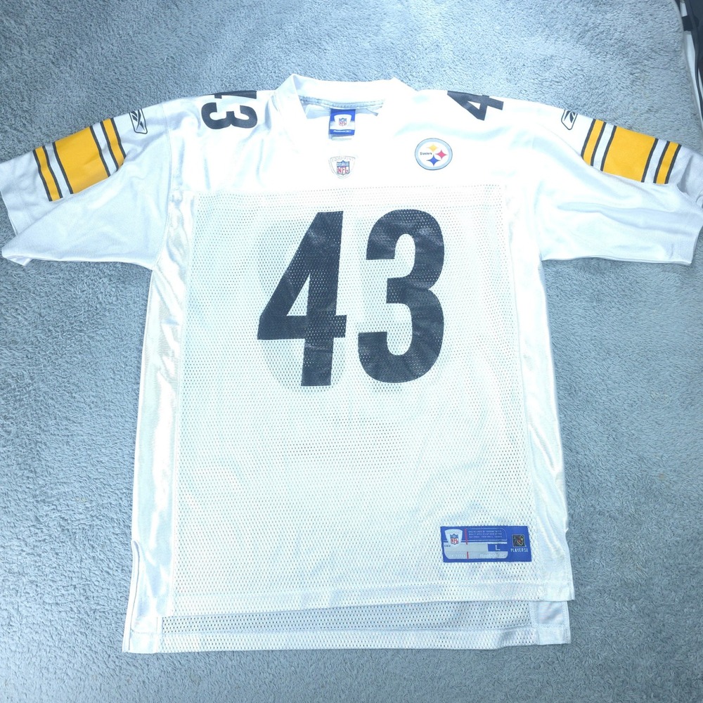Reebok Pittsburgh Steelers Jersey Mens Large White Troy Polamalu 43 NFL Mesh